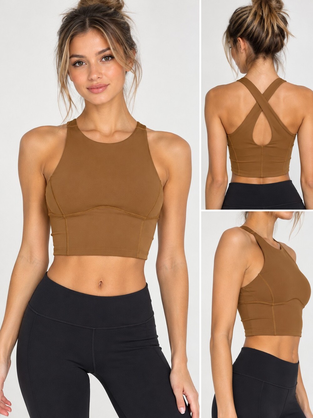 🤎 Lululemon Athletic Crop Top Size 2 Brown Racerback Keyhole Back